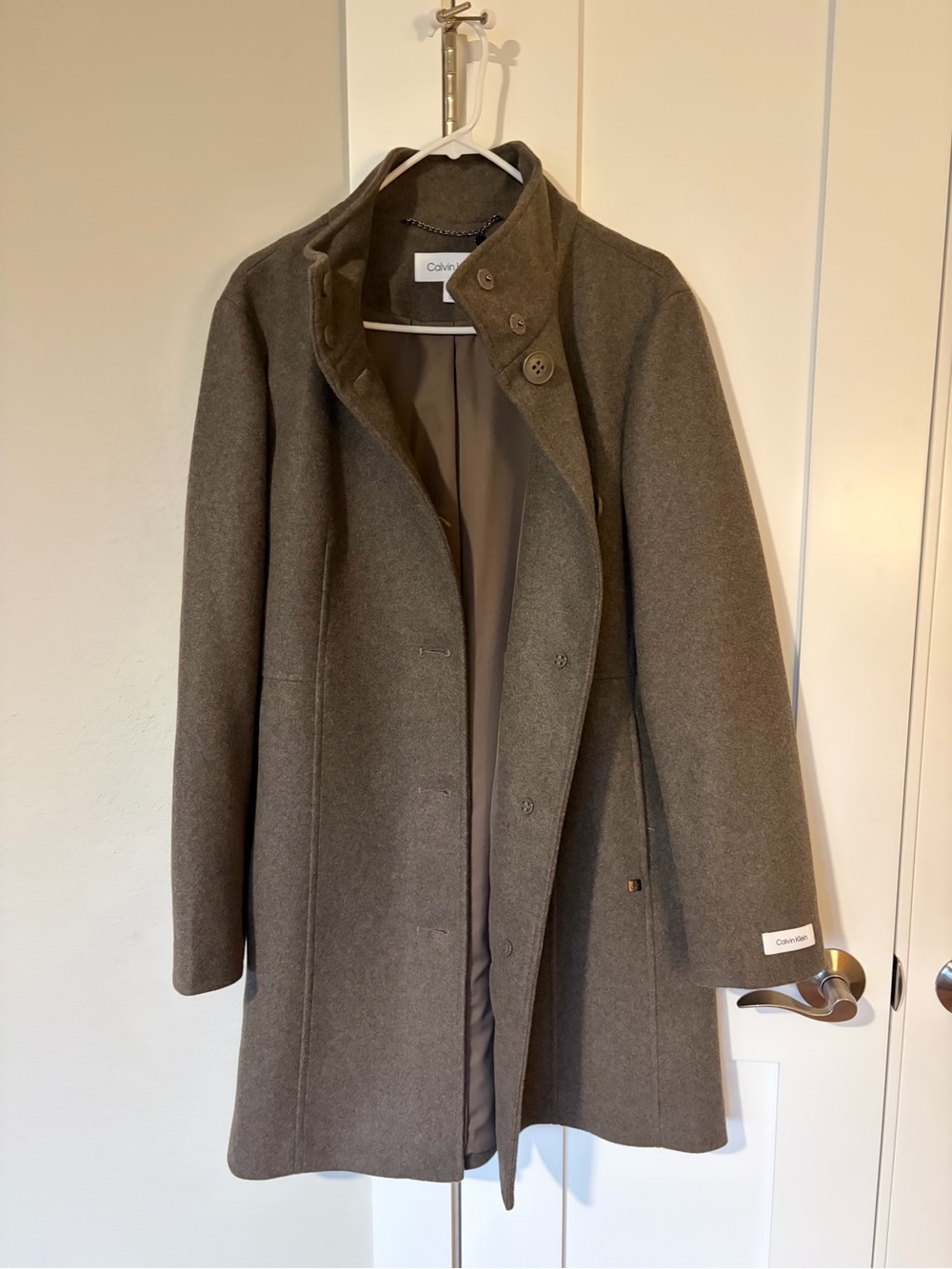 Calvin Klein Taupe-Brown Walker Coat - Picture 3 of 8